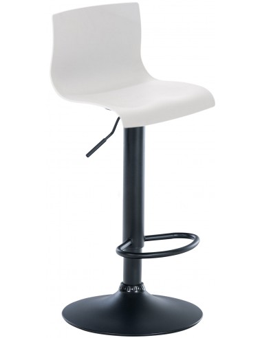 Tabouret de bar x1 avec repose-pieds pivotant dossier incurvé en plastique blanc et métal noir 10_0004932 Par le système avancé 